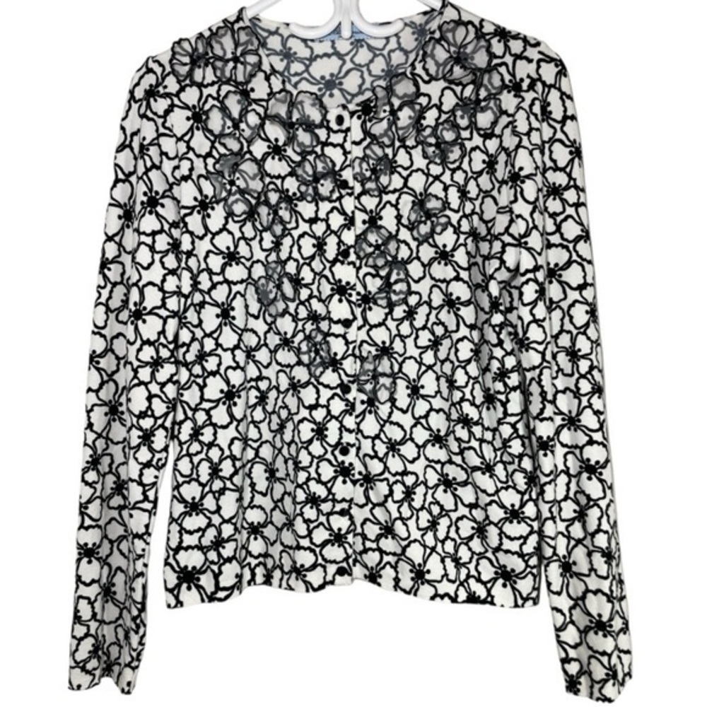 Blumarine Italy Floral Black White Cardigan size I44